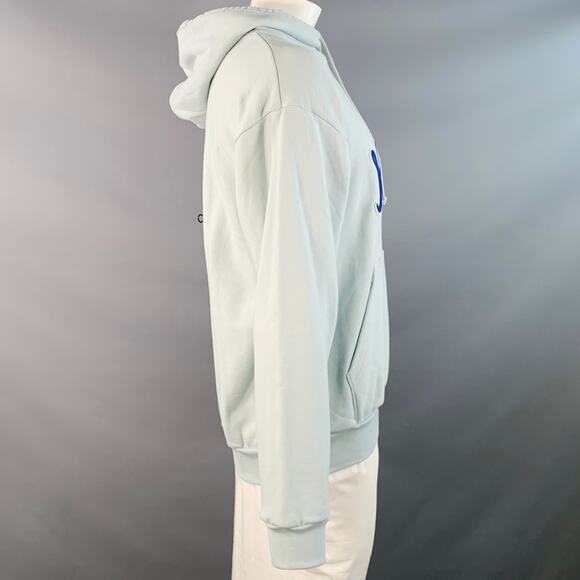 RIVIAN Size L Normal Light Blue Logo Cotton Hooded Sweatshirt - Picture 3 of 5